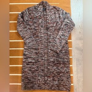 Forever 21 Marled Multicolor Knit Sweater w/ Pockets Open Front Brown Small